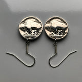 USA 5 Cent Buffalo Indian Head nickel coin earring native American bison Chief Iron Tail New York Washington Texas Nebraska NYC e000113