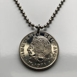 Mexico 50 Centavos coin pendant necklace jewelry Cuauhtémoc Aztec Emperor Mexican eagle Tlatoani Guerrero Indian Jalisco DF n000242