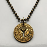 USA NYC 1953-1970 New York City Subway transit token coin pendant Manhattan Brooklyn Bronx Queens E F R trains railroad transportation n003226