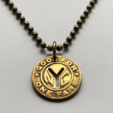 USA NYC 1953-1970 New York City Subway transit token coin pendant Manhattan Brooklyn Bronx Queens E F R trains railroad transportation n003226