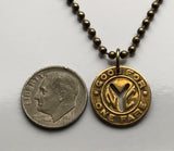 USA NYC 1953-1970 New York City Subway transit token coin pendant Manhattan Brooklyn Bronx Queens E F R trains railroad transportation n003226