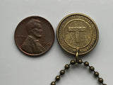 MBTA Massachusetts Bay Transportation Authority Subway train transit T Token coin pendant Boston Massachusetts initial T necklace n001072