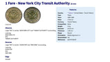 USA NYC 1980-1986 New York City Subway transit token coin pendant Manhattan Brooklyn Bronx Queens E F R trains railroad transportation n003339