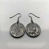 1940 España Spain 10 Centimos coin earrings escudo Español Madrid Barcelona Murcia Asturias Catalan Las Palmas Vigo Gijón Ibiza Oviedo e000376