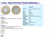 USA 1986-1989 New York City Subway Train token coin pendant Manhattan Brooklyn Queens Bronx NYC Times Square Fifth Avenue 42nd street Central Park Madison Ave Rockefeller Center Wall Street n003204