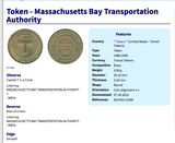 MBTA Massachusetts Bay Transportation Authority Subway train transit T Token coin pendant Boston Massachusetts initial T necklace n001072