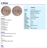 1975 Jugoslawien Jugoslavija 1 Dinar Münze Anhänger Halskette Schmuck Serbien Kroatien Belgrad Bosnien Herzegowina Slowenien Srbija Balkan Südslawisch n001158