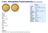 1951 Boston Massachusetts MTA Metropolitan Transit Authority Subway coin token pendant necklace fashion jewelry Transportation good for ONE FARE n001180