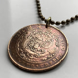 ¡antigüedad! 1905-1908 Imperio de China 10 Collar con colgante de moneda en efectivo Dragón azul chino Da-Qing Tongbi Guangxu Dinastía Qing Tai Ching Ti Kuo Manchu Beijing Guangzhou Guangdong Jiangsu Hubei Anhui n002215