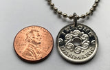 1995 Denmark Danmark 1 Krone coin pendant necklace jewelry Danish initial M Copenhagen Randers Danskere Danes Scandinavian Nordic Funen Lolland king queen n000566