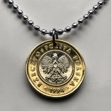 Poland Polska 2 Zlote coin pendant white Polish eagle Warsaw Kraków Poznań Wrocław Łódź Polak Polans Poles Slavs Zakopane Oświęcim Kołobrzeg Kashubians Białystok Białystok Lechitic Kashubian language Gdańsk Szczecin Bydgoszcz Lublin Katowice n001582