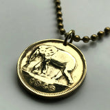 1944 Belgian Congo Zaire 1 Franc coin pendant African elephant Kinshasa Bantu Kiswahili Bukavu Tshikapa Kolwezi Masina Ituri n000848