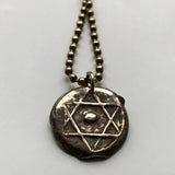 1850! Morocco 1 Falus coin pendant Maroc hexagram seal of Solomon 5 pointed star of David Moroccan Maghrebis Abjad Moors necklace n002172