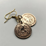 Netherlands Nederland 1 Cent coin hook earrings fashion jewelry Dutch lion Holland Amsterdam Utrecht Rotterdam The Hague Haarlem Leiden Gouda Eindhoven Low Countries De Wallen Groningen Maastricht Ajax Randstad e000345