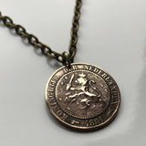 1881 Netherlands 2-1/2 Cents coin pendant necklace jewelry Dutch lion Amsterdam Utrecht Holland Rotterdam The Hague Eindhoven Groningen Tilburg Leiden Nederlanden Groningen Almere Stad Breda Nijmegen Gouda n001216