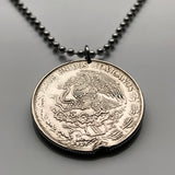 1970 Mexico 1 Peso coin pendant necklace jewelry Mexican eagle Cancún Tijuana Veracruz Toluca Chiapas Pachuca Morelia Durango Guadalajara k000046