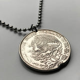 1970 Mexico 1 Peso coin pendant necklace jewelry Mexican eagle Cancún Tijuana Veracruz Toluca Chiapas Pachuca Morelia Durango Guadalajara k000046