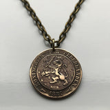 1881 Netherlands 2-1/2 Cents coin pendant necklace jewelry Dutch lion Amsterdam Utrecht Holland Rotterdam The Hague Eindhoven Groningen Tilburg Leiden Nederlanden Groningen Almere Stad Breda Nijmegen Gouda n001216