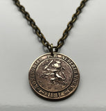 1881 Netherlands 2-1/2 Cents coin pendant necklace jewelry Dutch lion Amsterdam Utrecht Holland Rotterdam The Hague Eindhoven Groningen Tilburg Leiden Nederlanden Groningen Almere Stad Breda Nijmegen Gouda n001216