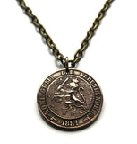 1881 Netherlands 2-1/2 Cents coin pendant necklace jewelry Dutch lion Amsterdam Utrecht Holland Rotterdam The Hague Eindhoven Groningen Tilburg Leiden Nederlanden Groningen Almere Stad Breda Nijmegen Gouda n001216