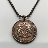 1973 Nigeria 1 Kobo coin pendant Nigerian horse eagle Abuja Lagos black shield West Africa Zuma Rock Victoria Island Harcourt Ibo n001572