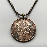 1973 Nigeria 1 Kobo coin pendant Nigerian horse eagle Abuja Lagos black shield West Africa Zuma Rock Victoria Island Harcourt Ibo n001572