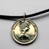 1992 Cayman Islands 10 Cents coin coin pendant necklace cute green sea turtle red ear slider tortoise Grand Cayman Little Cayman Brac George Town Seven Mile Beach coral reef snorkeling Greater Antilles Caribbean ocean sand vacation Las Tortugas n000467