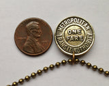 1951 Boston Massachusetts MTA Metropolitan Transit Authority Subway coin token pendant necklace fashion jewelry Transportation good for ONE FARE n001180