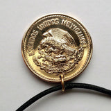 1944 Mexico 20 Centavos coin pendant Pirámide del Sol Teotihuacán Tzacualli Calzada de los Muertos Toltecs Edomex Cerro Gordo Aztecas n000534