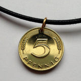 1991 Germany Deutschland 5 Pfennig coin pendant oak seedling Berlin German blossom flower gardener planting tree n000405