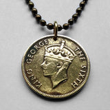 1963 UK British Jamaica 1/2 Penny coin pendant alligator crocodile pineapples May Pen Jamrock Jamdung Patois African dub ska n000296