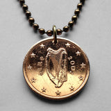 2002 Ireland Éire 5 Euro Cent coin pendant Irish Celtic Harp Cláirseach Dublin Cork Limerick Galway Waterford Gaelic Ulster Carlow Drogheda Swords Dundalk Book of Kells Guinness Cliffs of Moher Gaels Connacht Leinster Munster Airlann Gaillimh n000379