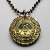 1969 East Germany Deutschland 20 Pfennig coin pendant German Democratic Republic Berlin wall Dresden Leipzig Cold War Soviet Occupation Munich Bonn Hanover Dortmund Bremen Bavaria Eastern Bloc n000359