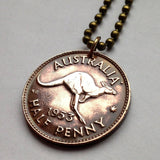 1963 Australia 1/2 Penny coin pendant kangaroo wallaby roos Sydney Darwin New South Wales Tasmania Aussie Southern Cross Oceania n000202