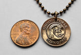 1986 Iceland Ísland 50 Aurar coin pendant shrimp Dreki the dragon Icelandic Norden sea beach Viking Scandinavia Nordic necklace n001771