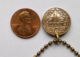 1942 Netherlands Nederland 1 Cent coin pendant necklace jewelry World War 2 era Curacao Dutch lion Amsterdam Utrecht The Hague Ajax Leiden Eindhoven Groningen Dam Square Tilburg WWII n003137