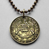 1963 Guatemala 1 Centavo coin pendant necklace jewelry resplendent Quetzal bird rifles Chapín Quetzaltenango espadas Jalapa Escuintla Guate Petapa K’iche' n000965