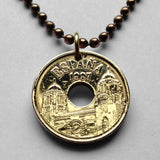 1997 Spain 25 Pesetas coin pendant Spanish Melilla town hall African necklace España Palacio de la Asamblea Malaga free port amphora n000593