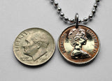 1970 Bermuda 10 Cents coin pendant necklace jewelry Bermudian Lily Hamilton flower blossom bouquet coral reefs flora Gibbs Hill Lighthouse n000141