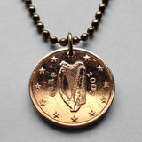2008 Ireland 2 Euro Cent coin pendant Irish Celtic Harp good luck charm Waterford Drogheda Aos Sí Saint Patrick's Day Gaels n000642
