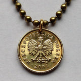 1993 Poland Polska 1 Grosz coin pendant necklace jewelry Polish white eagle Warsaw Kraków Poznań Pole Polak Slavic West Slavs Oświęcim n001371