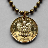 1993 Poland Polska 1 Grosz coin pendant necklace jewelry Polish white eagle Warsaw Kraków Poznań Pole Polak Slavic West Slavs Oświęcim n001371