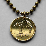 1993 Poland Polska 1 Grosz coin pendant necklace jewelry Polish white eagle Warsaw Kraków Poznań Pole Polak Slavic West Slavs Oświęcim n001371
