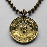 1992 Argentina 5 Centavos coin pendant Sol de Mayo Buenos Aires Mar del Plata May Revolution Tucumán Santa Fe Quilmes asado n000401