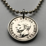 1950 United Kingdom 6 Pence coin pendant initial G R Scottish British English Welsh Irish Great Britain UK crown London necklace n002135