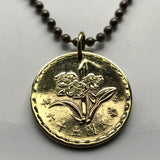 1967 Taiwan ROC China Formosa 5 Jiao coin pendant Mayling orchid blossom floral botanical garden New Taipei City Keelung Chiayi Changhua Miaoli Taoyuan Chinese Taichung Kaohsiung Taoyuan Tainan Hsinchu Kuomintang Hualien County Yilan n000490