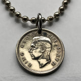 New Zealand 3 Pence coin pendant carved patu club Maori weapon Wellington Marae Koruru Hawaiki North South Island necklace n000927