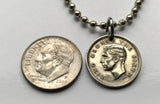 New Zealand 3 Pence coin pendant carved patu club Maori weapon Wellington Marae Koruru Hawaiki North South Island necklace n000927