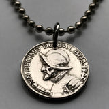 1973 Panama 1/10 of a Balboa coin pendant armored helmet Vasco Núñez de Balboa spanish explorer Panamanian necklace n000260