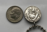 1973 Panama 1/10 of a Balboa coin pendant armored helmet Vasco Núñez de Balboa spanish explorer Panamanian necklace n000260